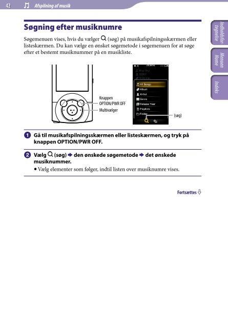 Sony NWZ-A844 - NWZ-A844 Istruzioni per l'uso Danese