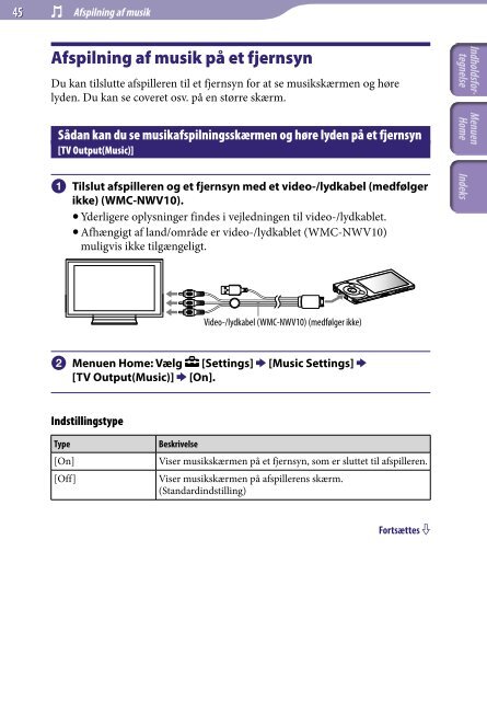 Sony NWZ-A844 - NWZ-A844 Istruzioni per l'uso Danese