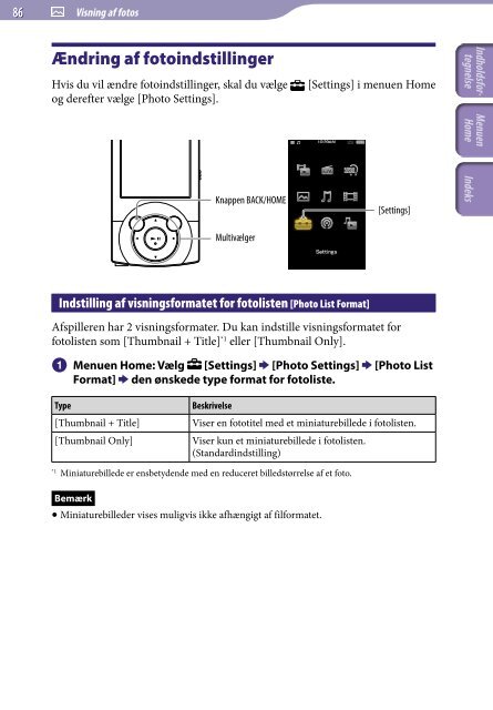 Sony NWZ-A844 - NWZ-A844 Istruzioni per l'uso Danese