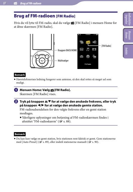 Sony NWZ-A844 - NWZ-A844 Istruzioni per l'uso Danese