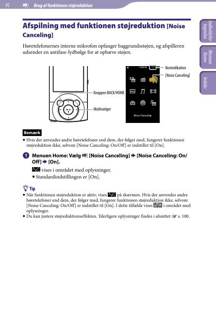 Sony NWZ-A844 - NWZ-A844 Istruzioni per l'uso Danese