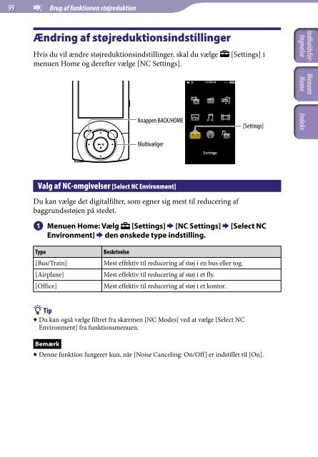 Sony NWZ-A844 - NWZ-A844 Istruzioni per l'uso Danese