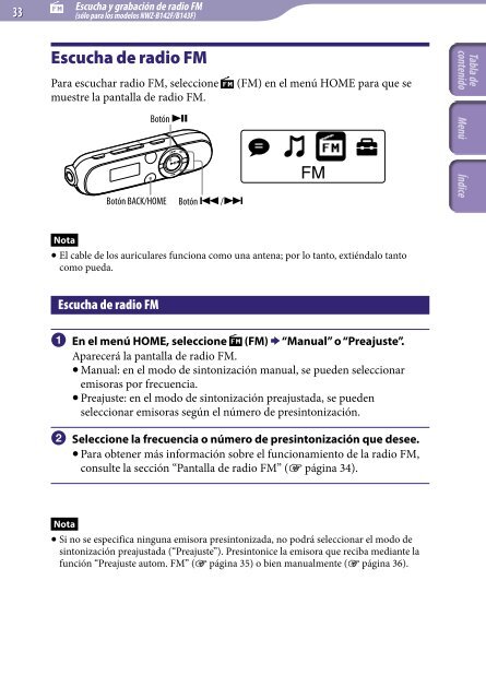 Sony NWZ-B143F - NWZ-B143F Istruzioni per l'uso Spagnolo