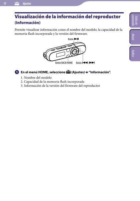 Sony NWZ-B143F - NWZ-B143F Istruzioni per l'uso Spagnolo