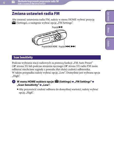 Sony NWZ-B143 - NWZ-B143 Istruzioni per l'uso Polacco
