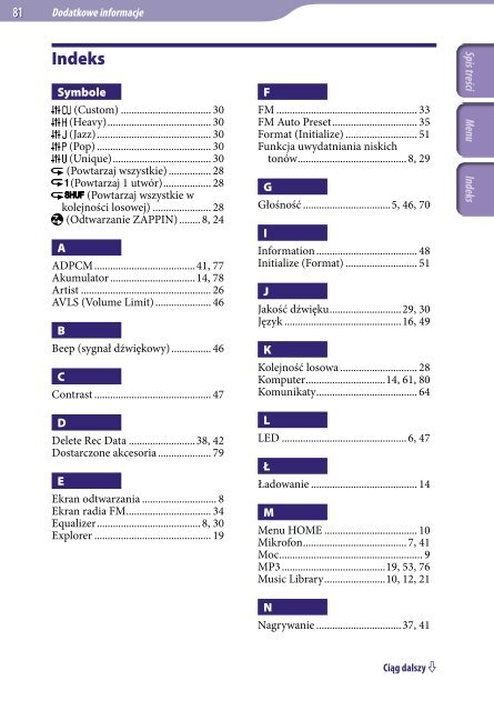 Sony NWZ-B143 - NWZ-B143 Istruzioni per l'uso Polacco