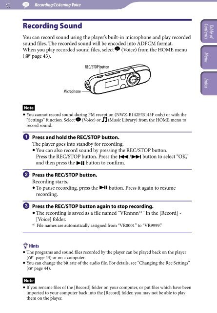 Sony NWZ-B143 - NWZ-B143 Istruzioni per l'uso Inglese