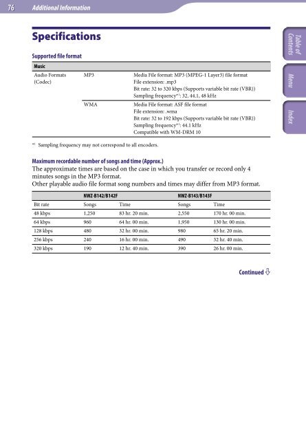 Sony NWZ-B143 - NWZ-B143 Istruzioni per l'uso Inglese