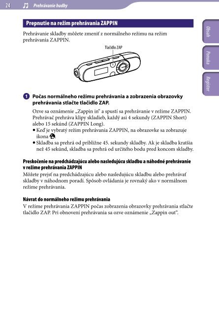 Sony NWZ-B143 - NWZ-B143 Istruzioni per l'uso Slovacco