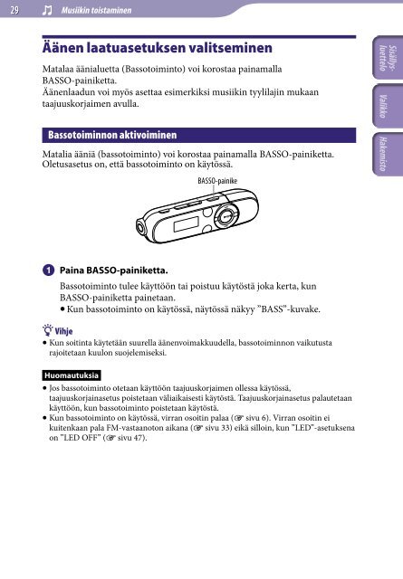 Sony NWZ-B143F - NWZ-B143F Istruzioni per l'uso Finlandese