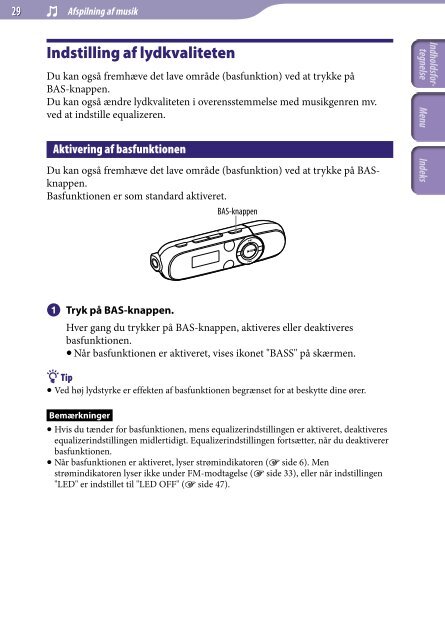 Sony NWZ-B143 - NWZ-B143 Istruzioni per l'uso Danese