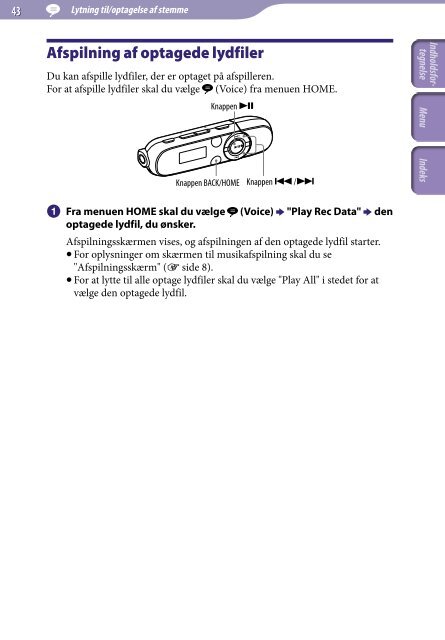 Sony NWZ-B143 - NWZ-B143 Istruzioni per l'uso Danese