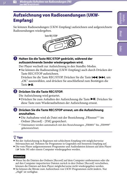 Sony NWZ-B143F - NWZ-B143F Istruzioni per l'uso Tedesco