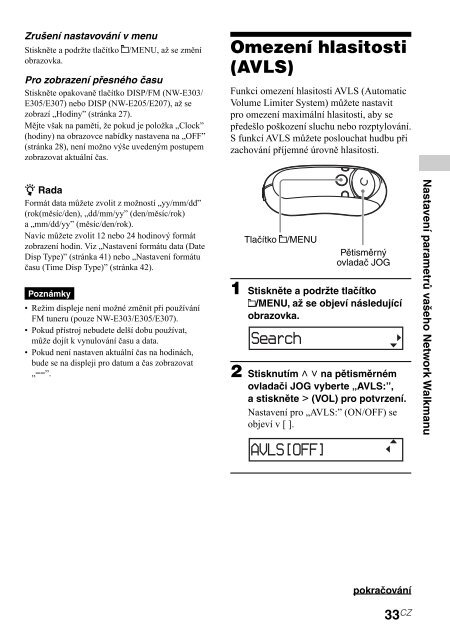 Sony NW-E305 - NW-E305 Istruzioni per l'uso Ceco