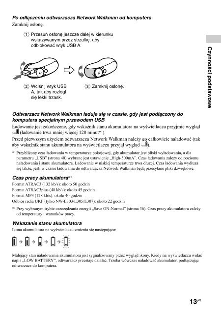 Sony NW-E305 - NW-E305 Istruzioni per l'uso Polacco