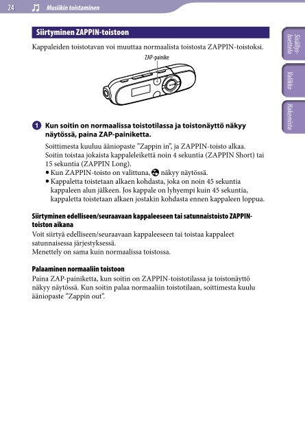 Sony NWZ-B143 - NWZ-B143 Istruzioni per l'uso Finlandese