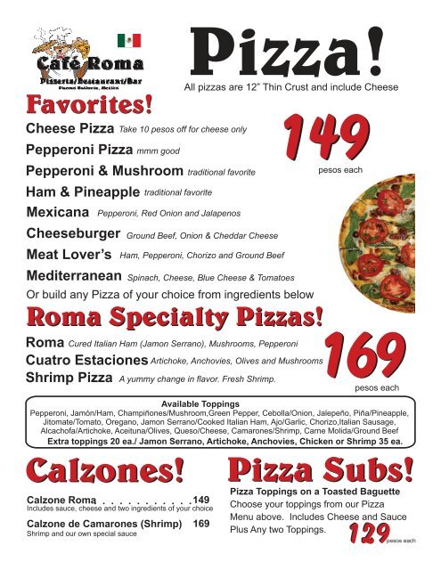 Cafe Roma Menu 