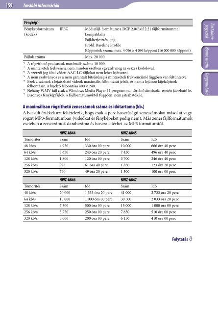 Sony NWZ-A845 - NWZ-A845 Istruzioni per l'uso Ungherese