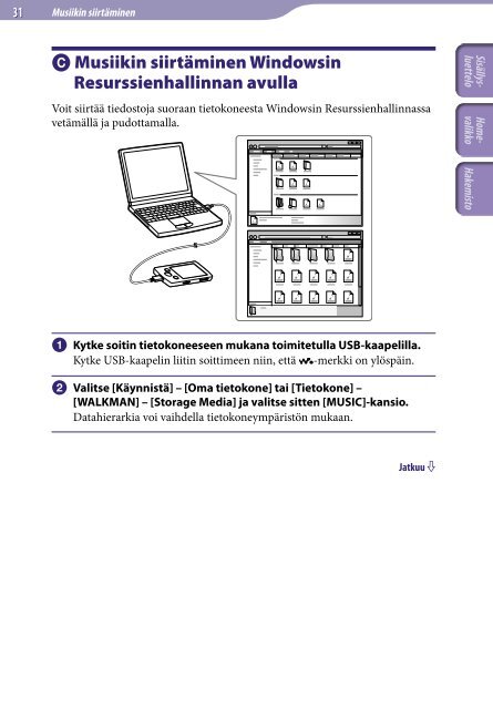 Sony NWZ-A845 - NWZ-A845 Istruzioni per l'uso Finlandese