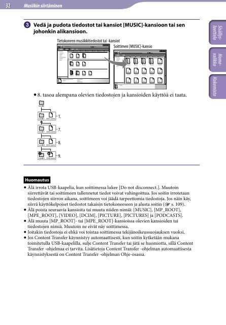 Sony NWZ-A845 - NWZ-A845 Istruzioni per l'uso Finlandese