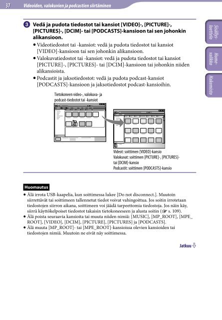 Sony NWZ-A845 - NWZ-A845 Istruzioni per l'uso Finlandese