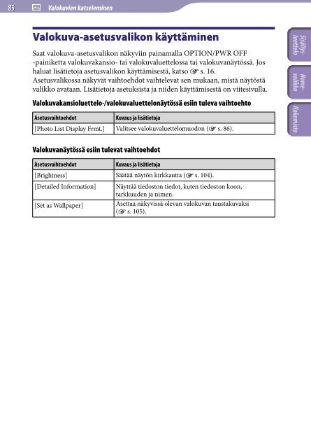 Sony NWZ-A845 - NWZ-A845 Istruzioni per l'uso Finlandese