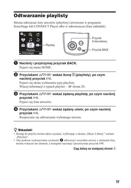 Sony NW-A1200 - NW-A1200 Istruzioni per l'uso Polacco