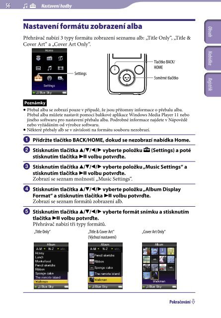 Sony NWZ-S639F - NWZ-S639F Istruzioni per l'uso Ceco