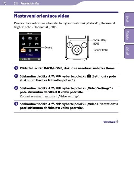 Sony NWZ-S639F - NWZ-S639F Istruzioni per l'uso Ceco