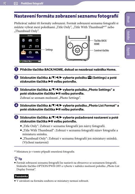 Sony NWZ-S639F - NWZ-S639F Istruzioni per l'uso Ceco