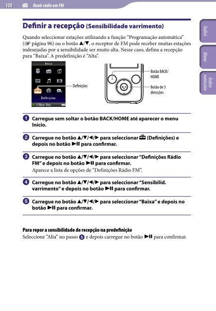 Sony NWZ-S639F - NWZ-S639F Istruzioni per l'uso Portoghese