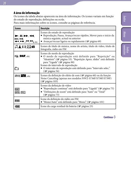 Sony NWZ-S639F - NWZ-S639F Istruzioni per l'uso Portoghese
