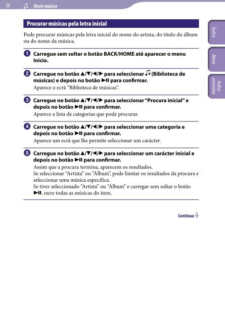 Sony NWZ-S639F - NWZ-S639F Istruzioni per l'uso Portoghese