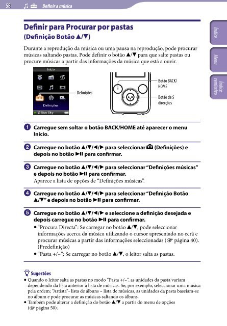 Sony NWZ-S639F - NWZ-S639F Istruzioni per l'uso Portoghese