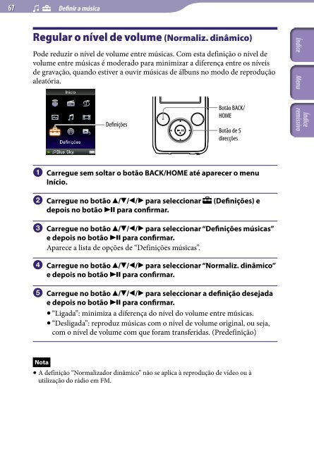 Sony NWZ-S639F - NWZ-S639F Istruzioni per l'uso Portoghese