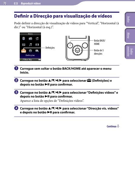 Sony NWZ-S639F - NWZ-S639F Istruzioni per l'uso Portoghese