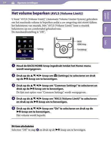 Sony NWZ-S639F - NWZ-S639F Istruzioni per l'uso Olandese