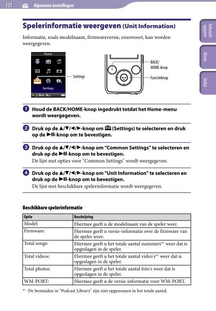 Sony NWZ-S639F - NWZ-S639F Istruzioni per l'uso Olandese