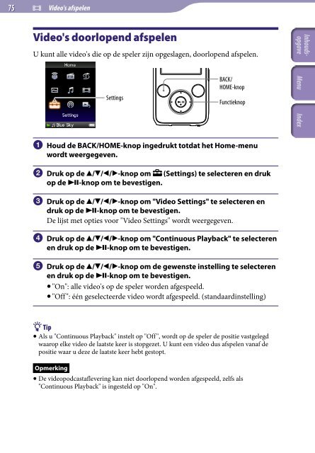 Sony NWZ-S639F - NWZ-S639F Istruzioni per l'uso Olandese
