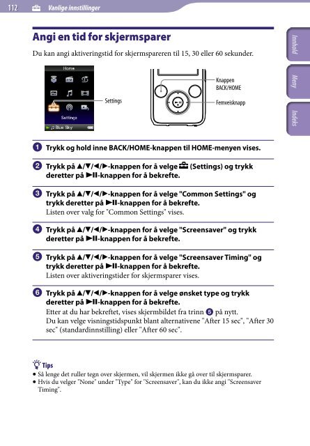 Sony NWZ-S639F - NWZ-S639F Istruzioni per l'uso Norvegese