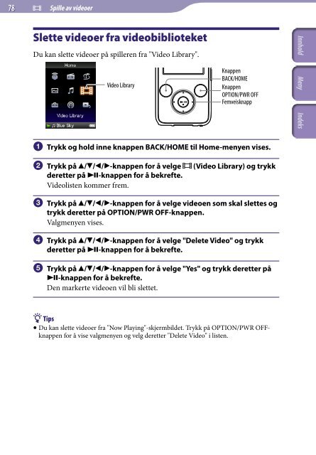 Sony NWZ-S639F - NWZ-S639F Istruzioni per l'uso Norvegese