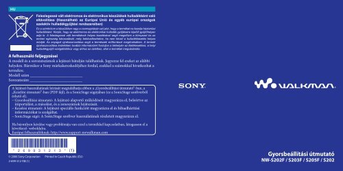 Sony NW-S202 - NW-S202 Istruzioni per l'uso Ungherese