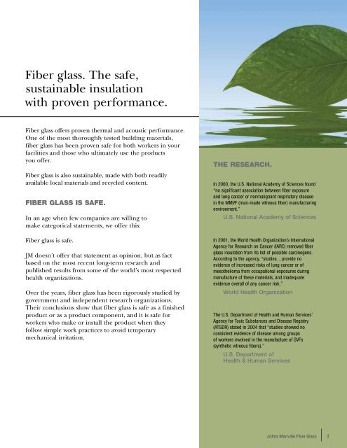 JM Sustainability Brochure - Johns Manville