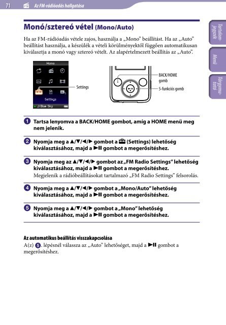 Sony NWZ-E438F - NWZ-E438F Istruzioni per l'uso Ungherese