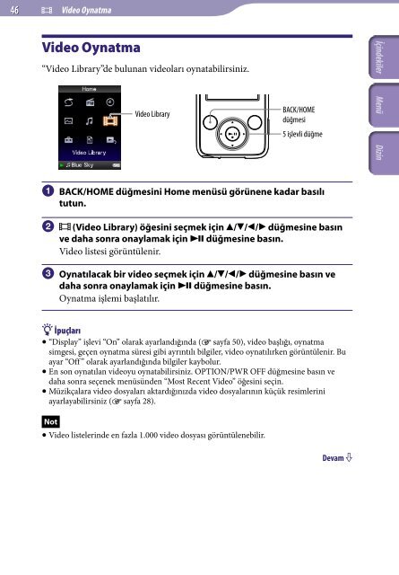 Sony NWZ-E438F - NWZ-E438F Istruzioni per l'uso Turco