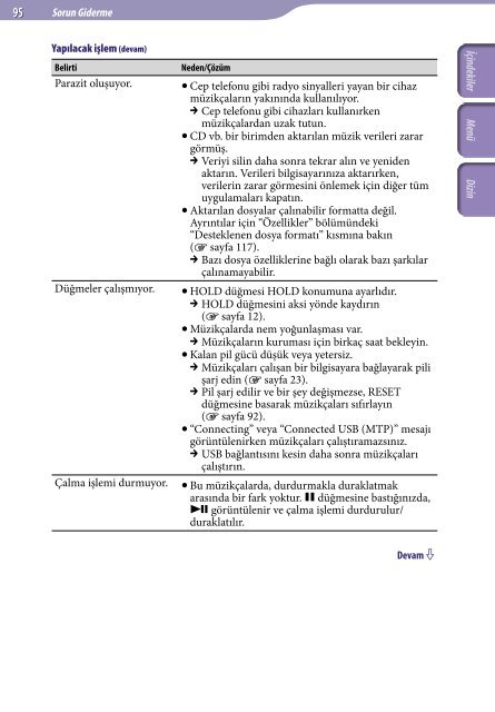 Sony NWZ-E438F - NWZ-E438F Istruzioni per l'uso Turco