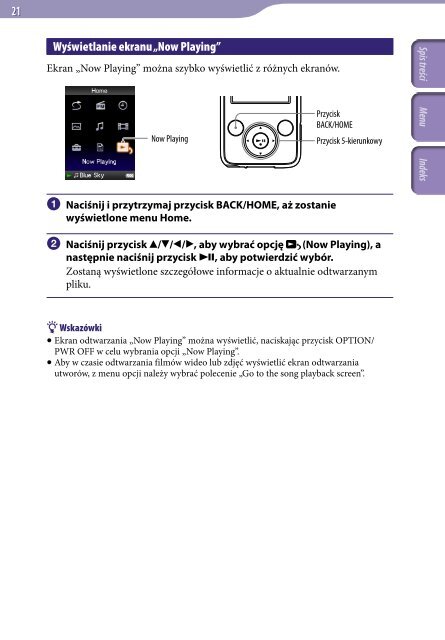 Sony NWZ-E438F - NWZ-E438F Istruzioni per l'uso Polacco