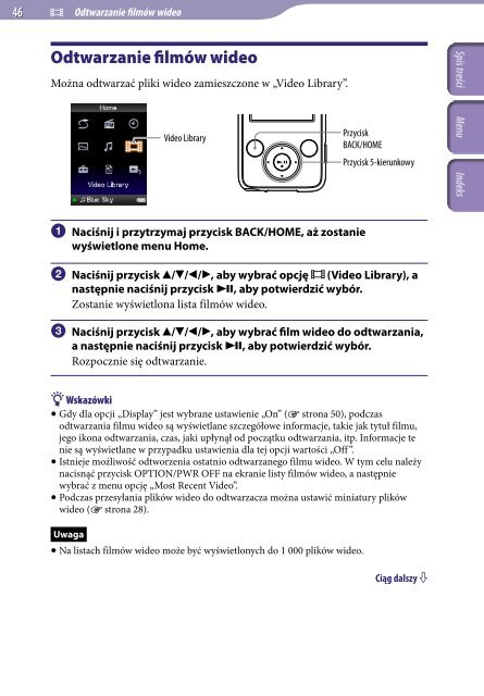 Sony NWZ-E438F - NWZ-E438F Istruzioni per l'uso Polacco