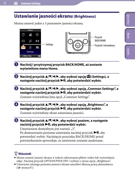 Sony NWZ-E438F - NWZ-E438F Istruzioni per l'uso Polacco