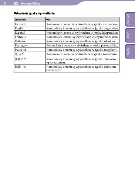 Sony NWZ-E438F - NWZ-E438F Istruzioni per l'uso Polacco